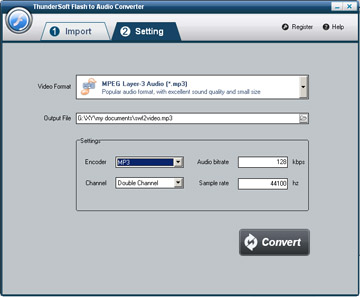 Click to view ThunderSoft Flash to Audio Converter 1.3.3.1 screenshot