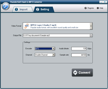 Click to view ThunderSoft Flash to MP3 Converter 1.3.3 screenshot