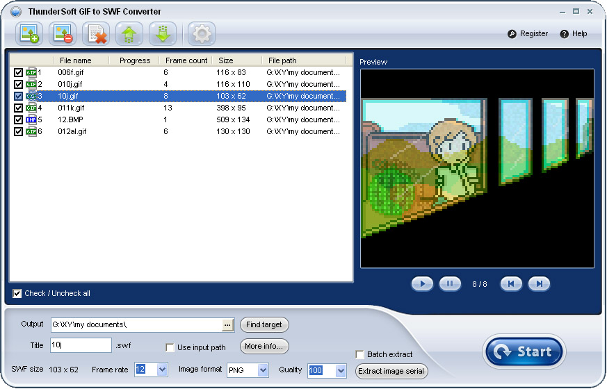 Click to view ThunderSoft GIF to SWF Converter 1.0.2 screenshot
